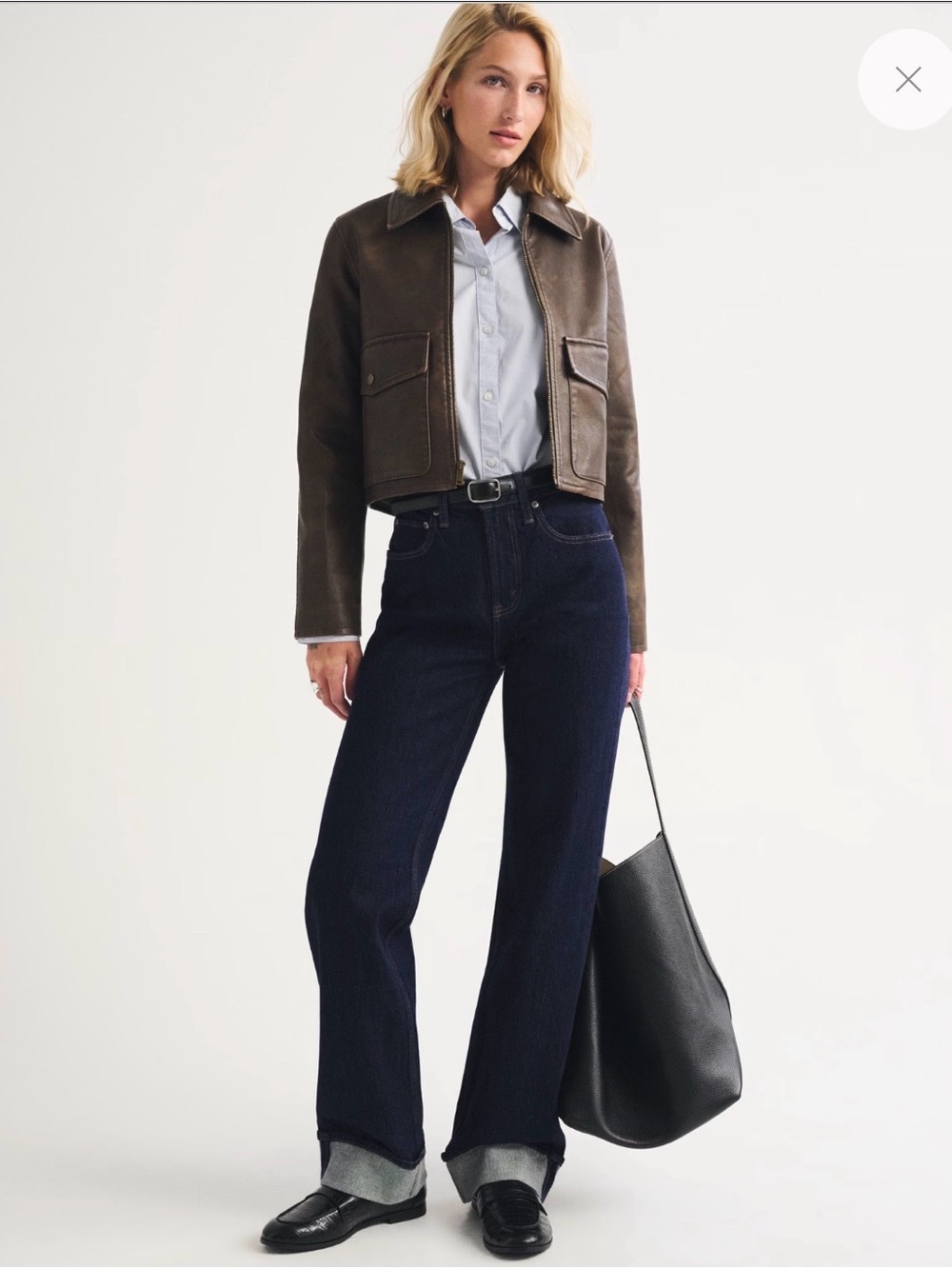 Abercrombie & Fitch High Rise 90s Relaxed Jean, Rinse Cuff Hem